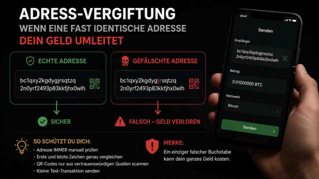 Adress-Vergiftung Wenn eine fast identische Adresse dein Geld umleitet