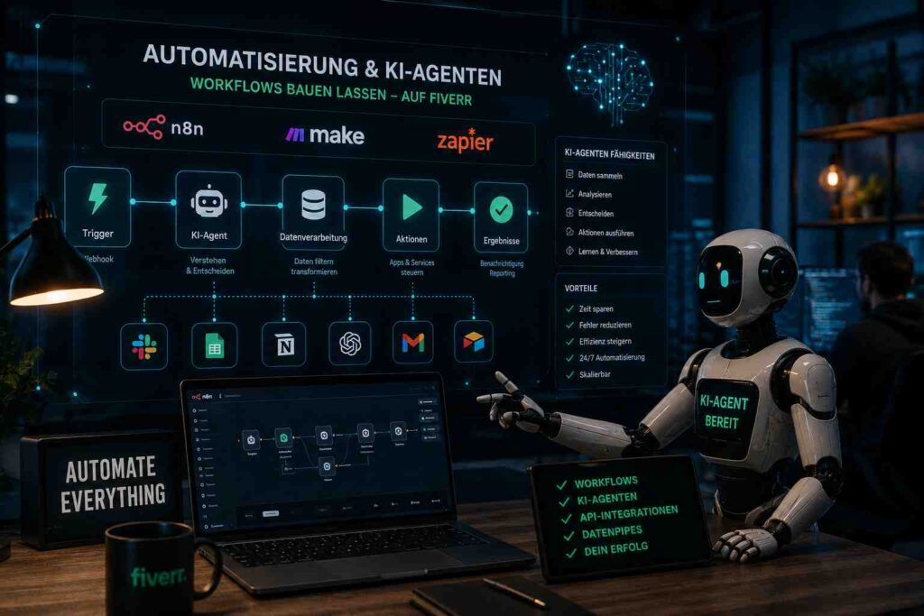 Automatisierung & KI-Agenten auf Fiverr: Workflows mit n8n, Make & Zapier bauen lassen