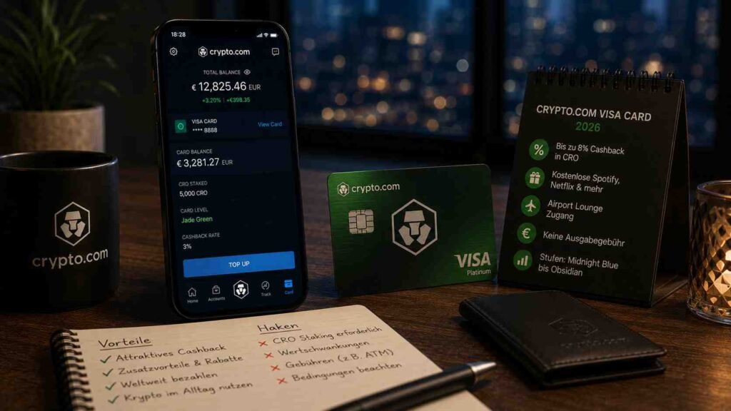 Crypto com Visa Card 2026 Krypto-Prepaidkarte mit Cashback Stufen Konditionen und Haken