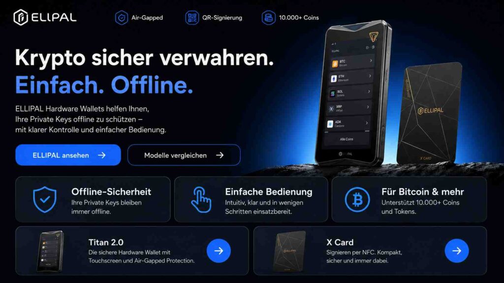 ELLIPAL Hardware Wallets: Krypto sicher offline verwahren