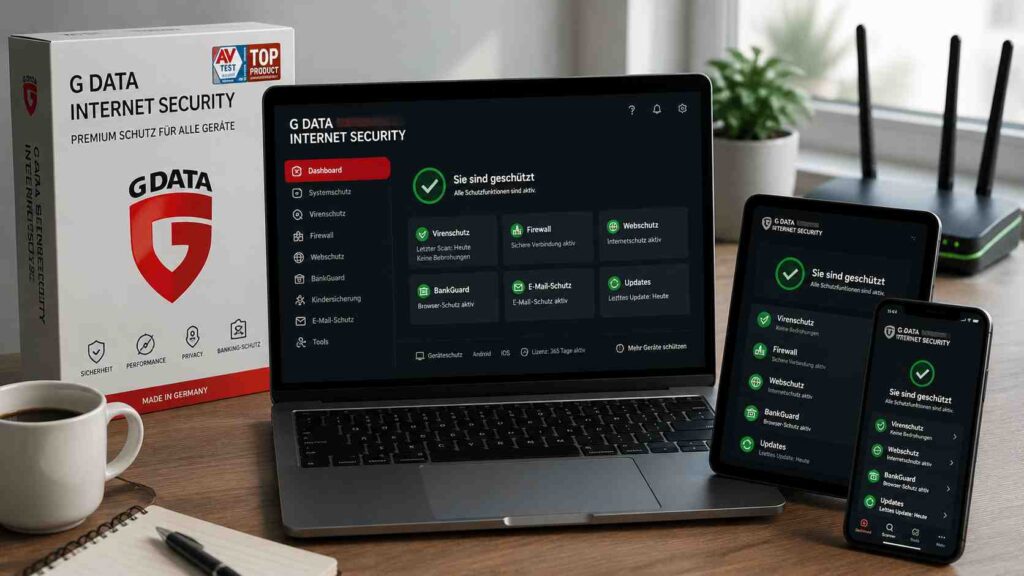 G DATA Internet Security 2026 Premium-Schutz für alle Geräte Firewall, Banking-Schutz