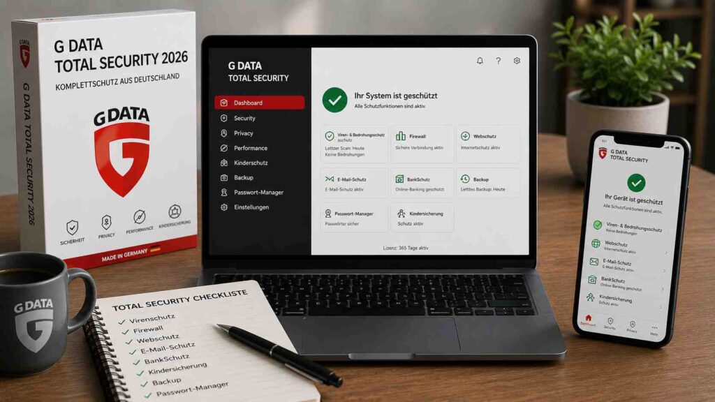 G DATA Total Security 2026 Komplettschutz aus Deutschland Funktionen Nutzen und Grenzen
