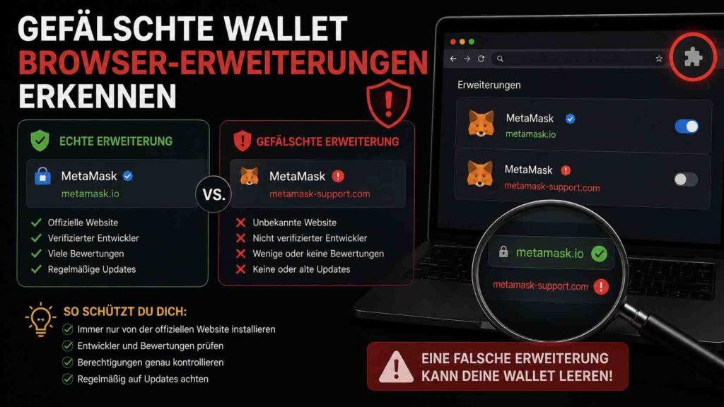 Gefälschte Wallet-Browser-Erweiterungen erkennen