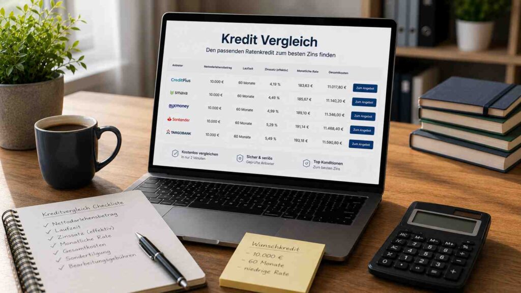 Kredit-Vergleich den passenden Ratenkredit zum besten Zins finden