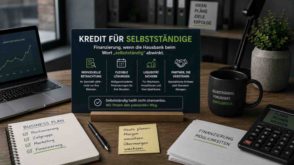 Kredit für Selbstständige Finanzierung wenn die Hausbank beim Wort selbstständig abwinkt