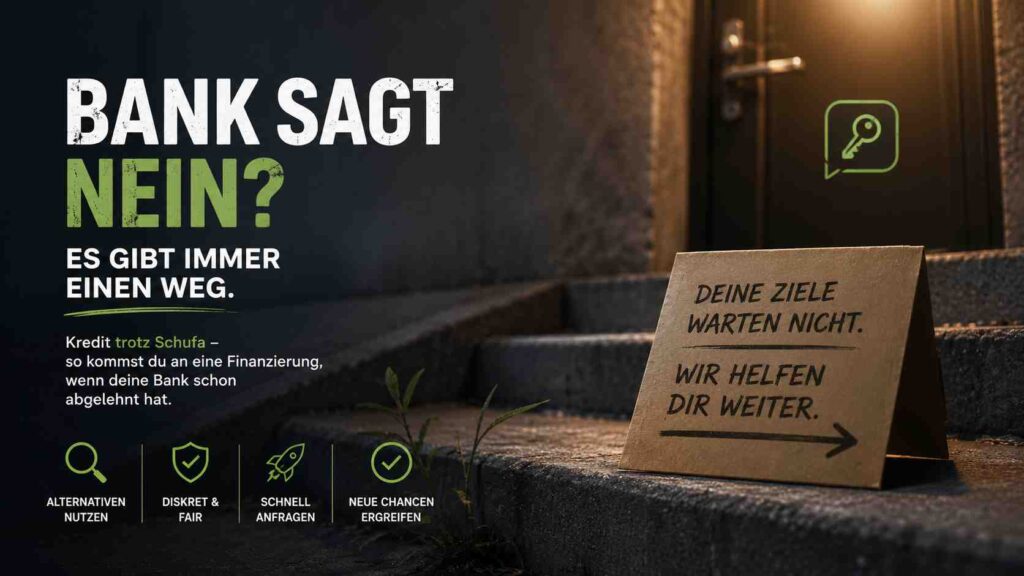 Kredit trotz Schufa So kommst du an eine Finanzierung wenn deine Bank schon abgelehnt hat