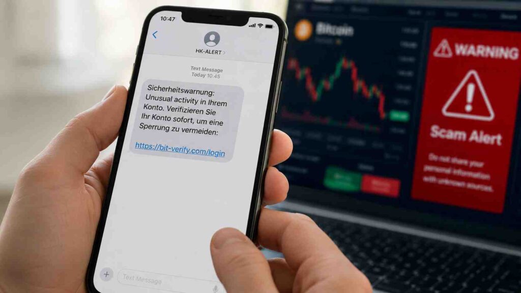 Krypto-Phishing per SMS und Telefon: gefälschte Börsen-Warnungen erkennen