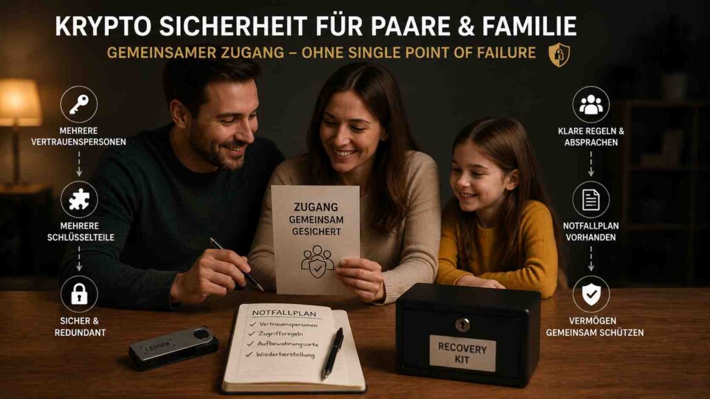 Krypto-Sicherheit für Paare und Familie: gemeinsamer Zugang ohne Single Point of Failure