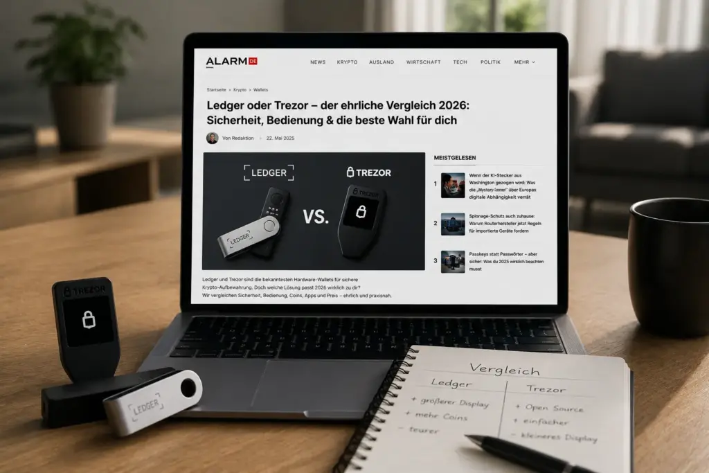 Ledger oder Trezor? Der ehrliche Vergleich 2026