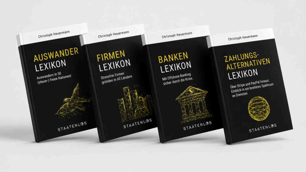 Staatenlos Lexika Sammlung alle vier Nachschlagewerke für Auswandern Firma Banking und Zahlungen