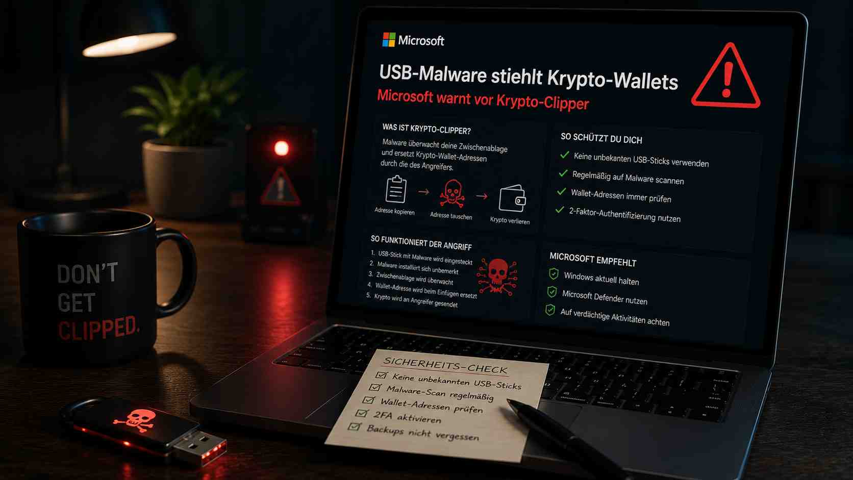 USB-Malware stiehlt Krypto-Wallets Microsoft warnt vor Krypto-Klipper