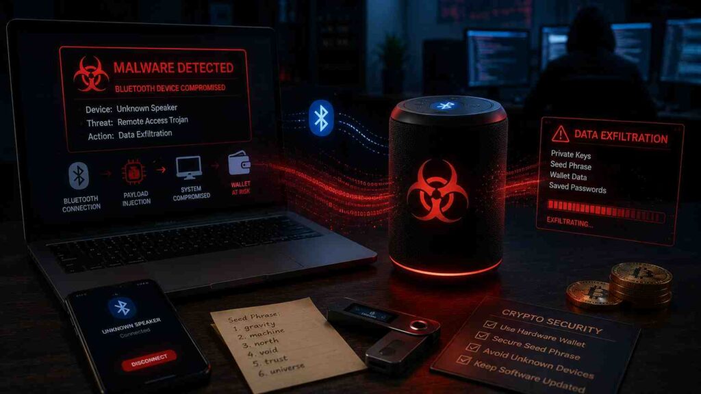 Wenn der Lautsprecher zum Einfallstor wird Per Bluetooth gekaperte Box infiziert den PC – und was das für deine Krypto-Sicherheit heißt