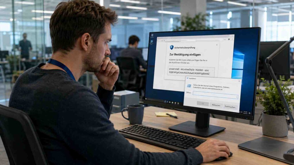 ClickFix: die Masche, bei der du dich selbst hackst – warum das gefälschte „Zur Bestätigung einfügen" zur Nummer 1 der Schadsoftware-Verbreitung wurde