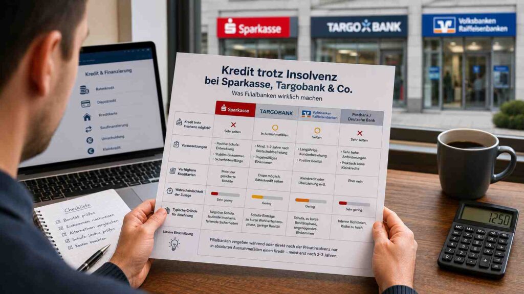 Kredit trotz Insolvenz bei Sparkasse, Targobank und Co.: Was Filialbanken wirklich machen