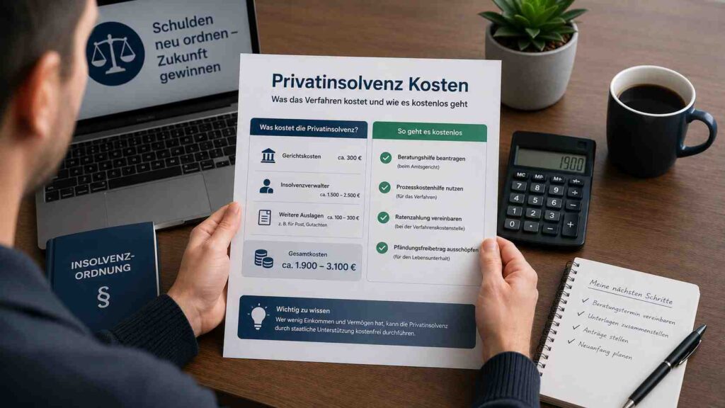 Privatinsolvenz Kosten: was das Verfahren kostet – und wie es kostenlos geht