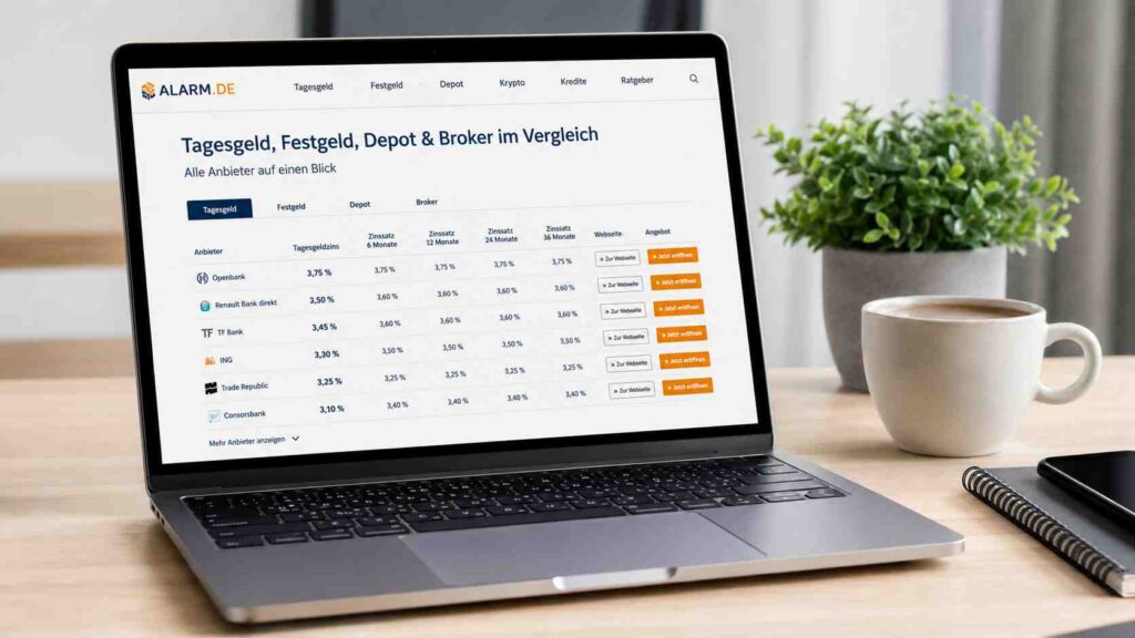 Tagesgeld, Festgeld, Depot & Broker im Vergleich: alle Anbieter auf einen Blick