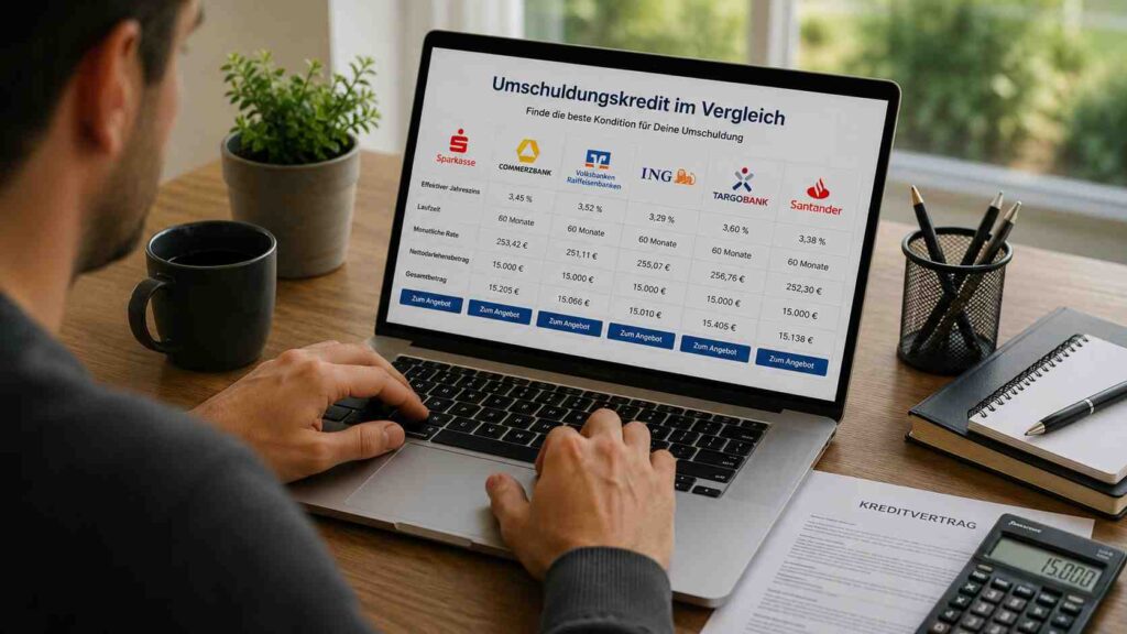 Umschuldungskredit: Sparkasse, Commerzbank, Volksbank, ING, Targobank oder Santander