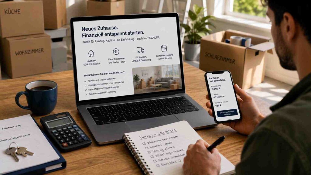 Umzugskredit mit auxmoney: Kaution, Umzug und Einrichtung finanzieren – auch trotz Schufa