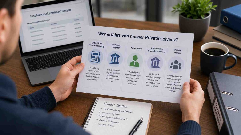 Wer erfährt von meiner Privatinsolvenz? Veröffentlichung, Register und Arbeitgeber