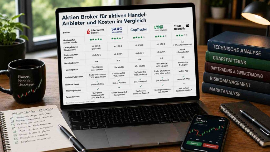 Aktien Broker für aktiven Handel Anbieter und Kosten im Vergleich