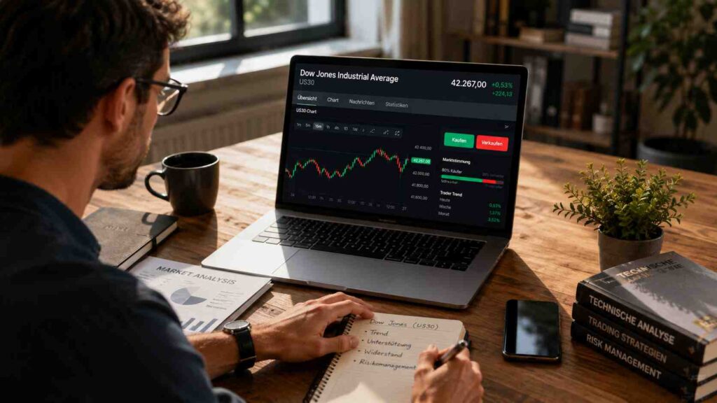 Dow Jones handeln 2026: den US-Index traden – Zusammensetzung, Kursgewichtung, Hebel und Kosten
