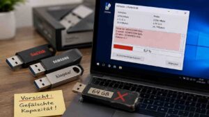 Gefälschte USB-Sticks erkennen: so prüfst du die echte Kapazität, bevor Daten verschwinden