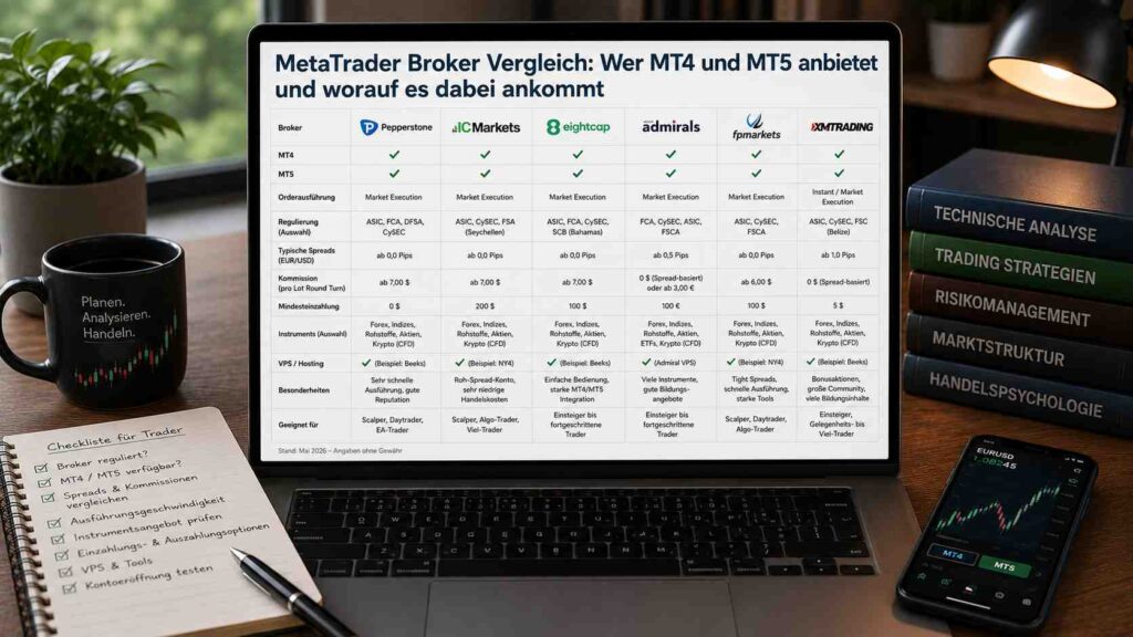 MetaTrader Broker Vergleich wer MT4 und MT5 anbietet und worauf es dabei ankommt