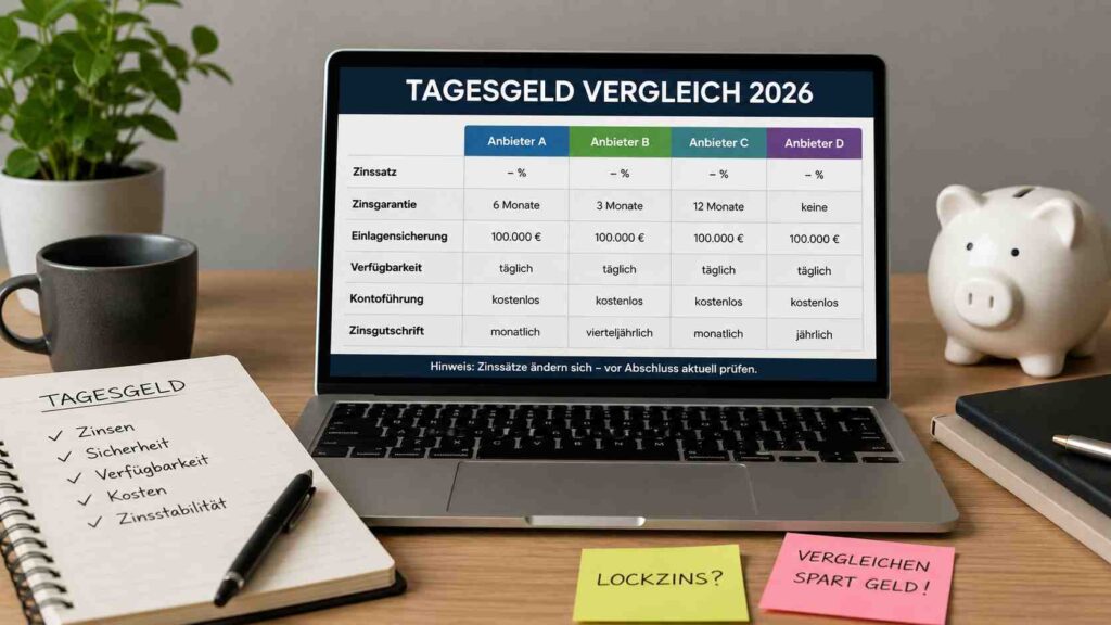 Tagesgeld Vergleich 2026: die Kriterien für das beste Tagesgeldkonto – und wie du den Lockzins erkennst