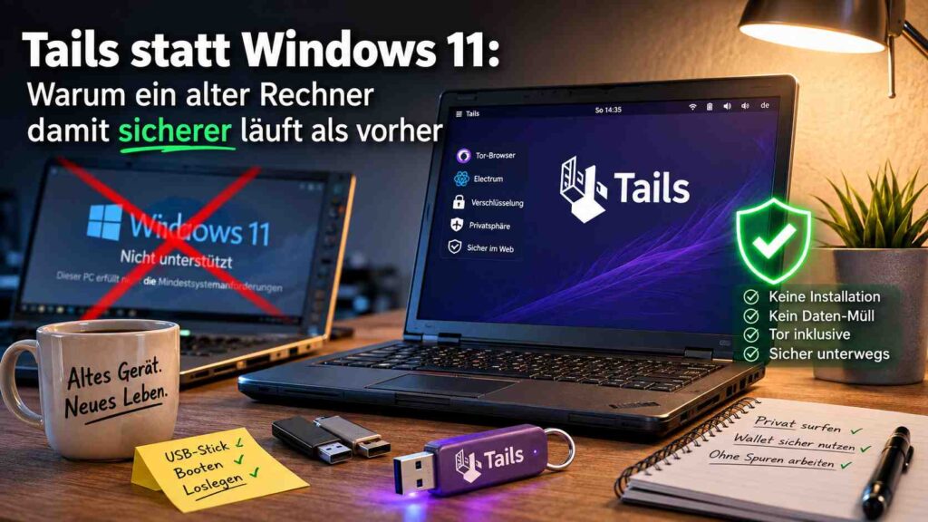 Tails statt Windows 11: warum ein alter Rechner damit sicherer läuft als vorher