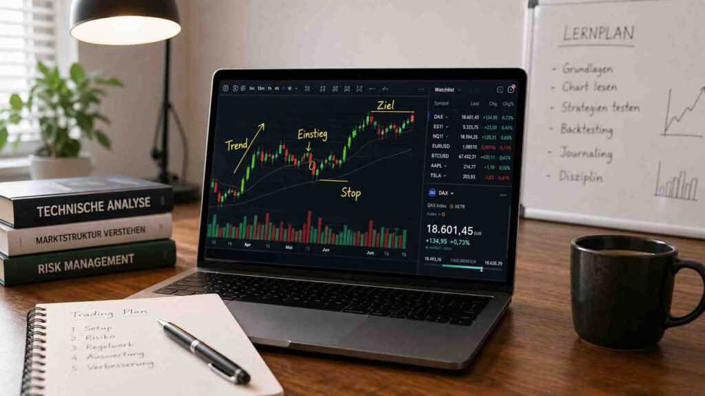 Trading lernen: der realistische Weg vom ersten Chart zum eigenen System