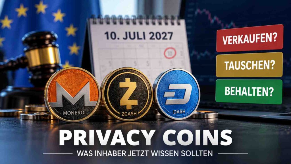 Privacy Coins verkaufen, tauschen oder behalten? Was Inhaber von Monero, Zcash und Dash vor dem 10. Juli 2027 entscheiden sollten