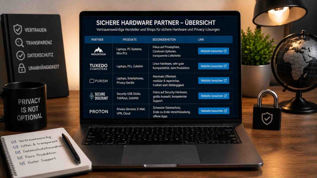 Sichere Hardware: Laptops, Mini-PCs und Smartphones unserer Partner