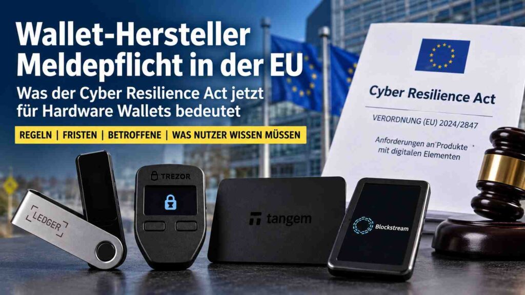 Wallet-Hersteller Meldepflicht in der EU: Was der Cyber Resilience Act jetzt für Hardware-Wallets bedeutet